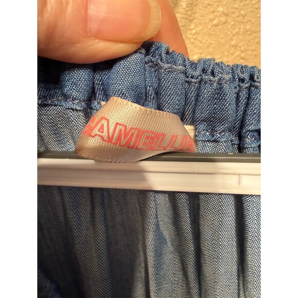 Camellia Dress Womens S Blue Tiered Fit & Flare Midi Puff Sleeve Tie Front - Picture 5 of 5